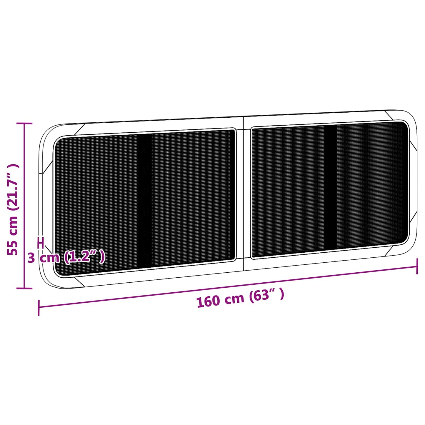 Testiera con testiera Naturale 160 x 55 x 3 cm Rattan