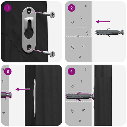 Testiera con testiera Nero 180 x 55 x 3 cm Rattan