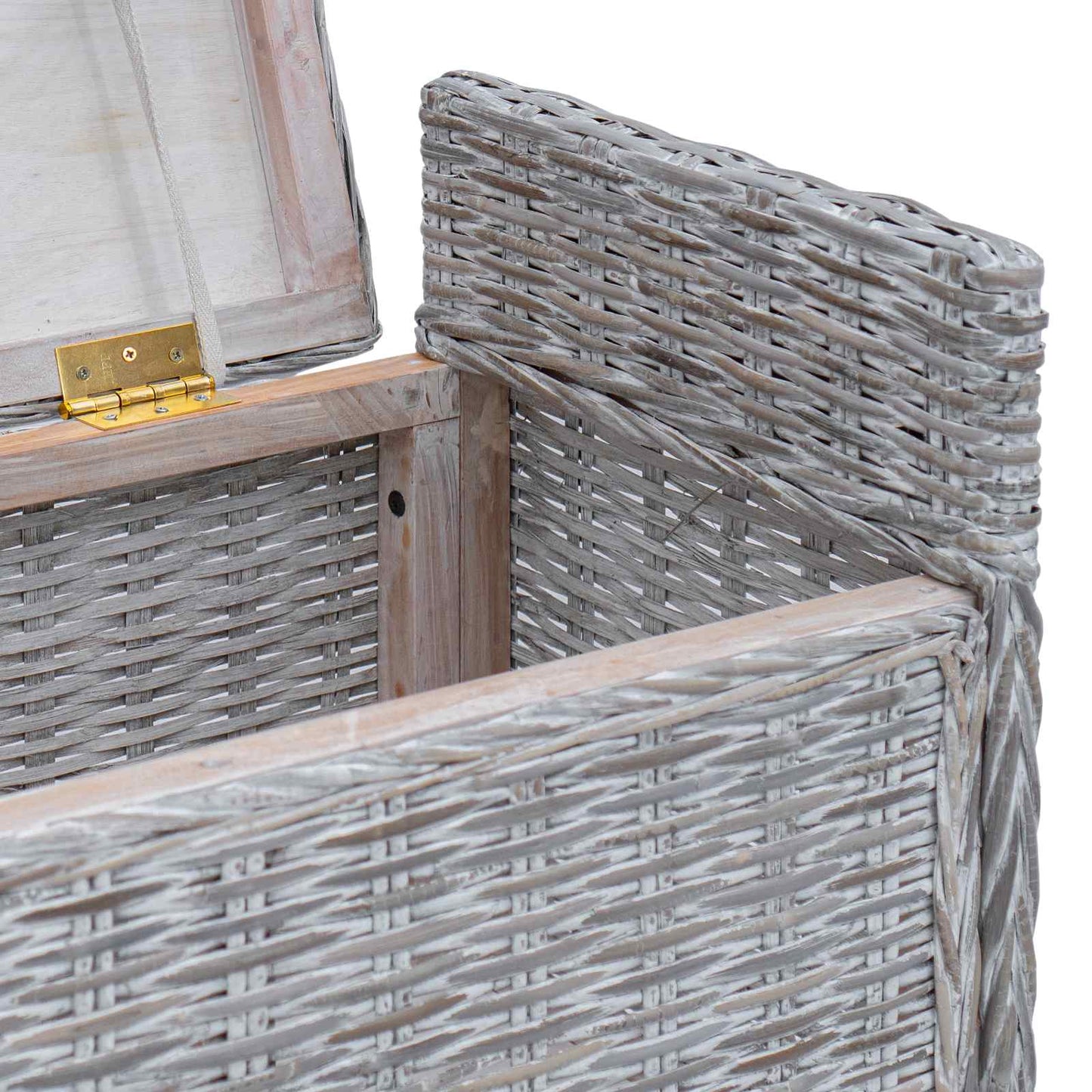 Panchina con contenitore Bianco Lavato 110 x 40 x 50 cm Rattan