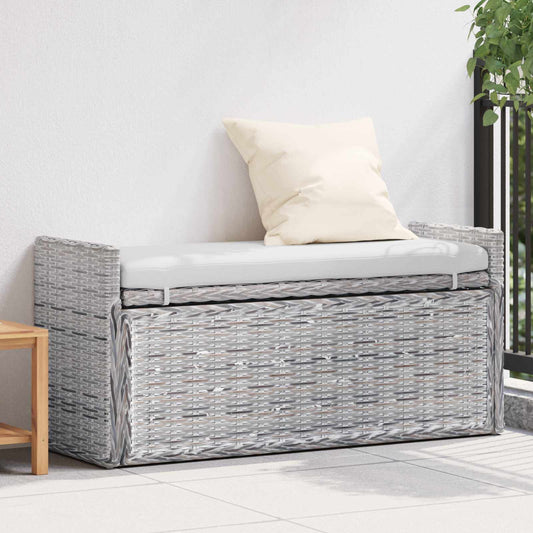 Panchina con contenitore Bianco Lavato 110 x 40 x 50 cm Rattan