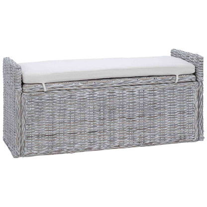 Panchina con contenitore Bianco Lavato 110 x 40 x 50 cm Rattan