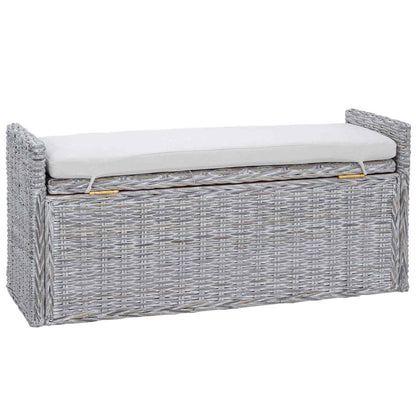 Panchina con contenitore Bianco Lavato 110 x 40 x 50 cm Rattan