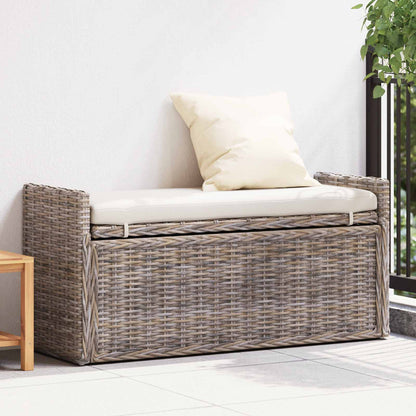 Panchina con contenitore Grigio 110 x 40 x 50 cm Rattan