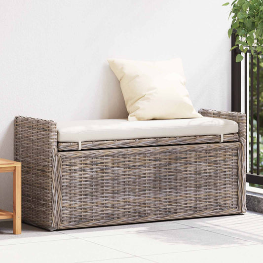 Panchina con contenitore Grigio 110 x 40 x 50 cm Rattan