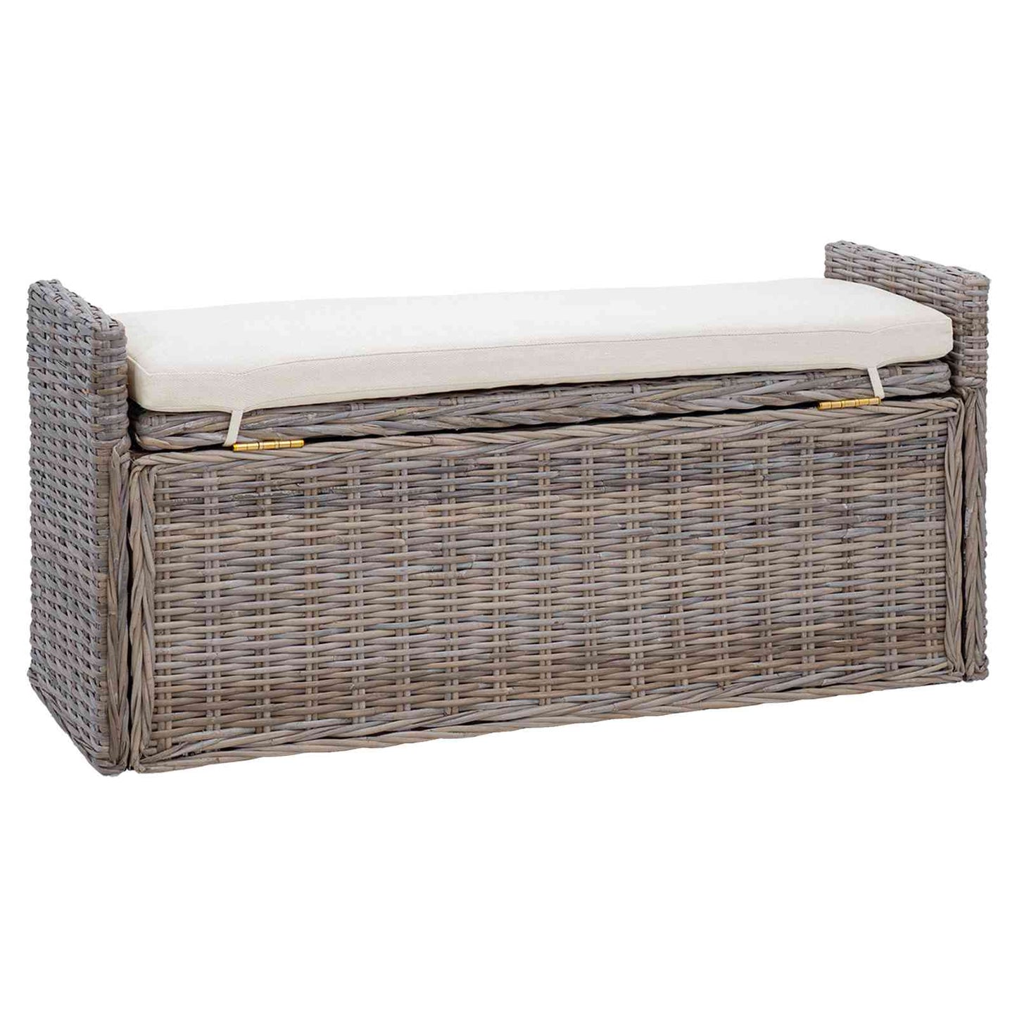 Panchina con contenitore Grigio 110 x 40 x 50 cm Rattan
