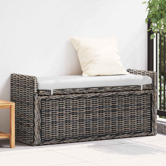 Panchina con contenitore Nero Lavato 110 x 40 x 50 cm Rattan