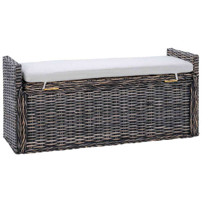 Panchina con contenitore Nero Lavato 110 x 40 x 50 cm Rattan