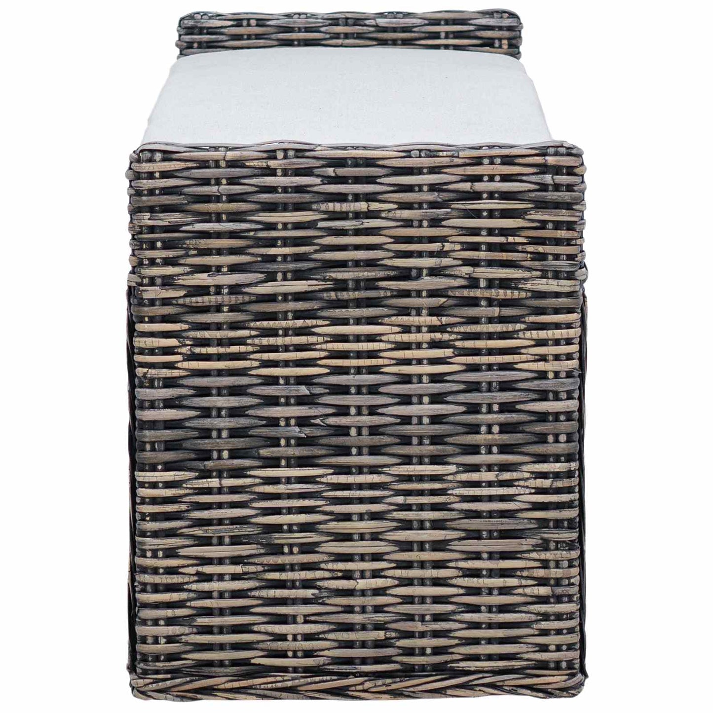 Panchina con contenitore Nero Lavato 110 x 40 x 50 cm Rattan