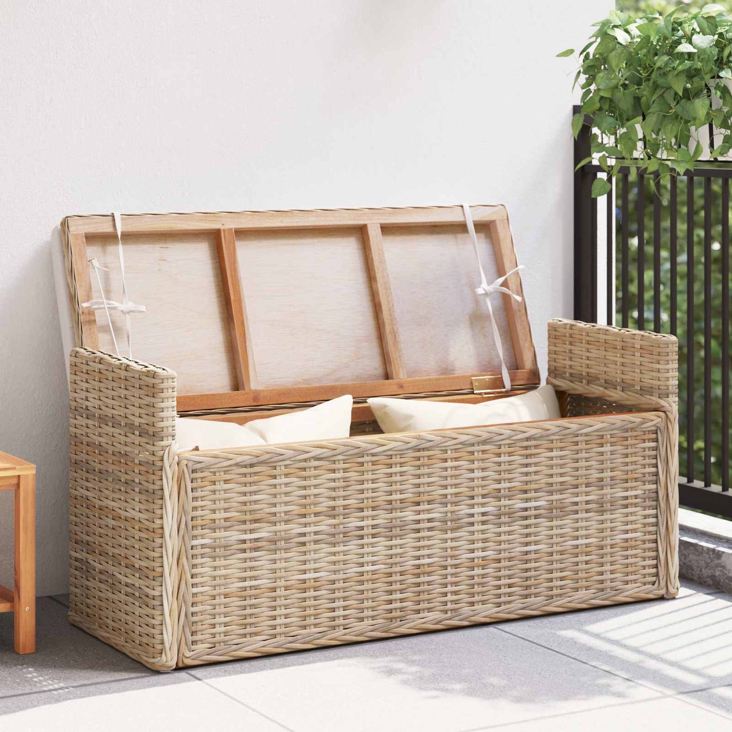Panchina con contenitore Naturale 110 x 40 x 50 cm Rattan