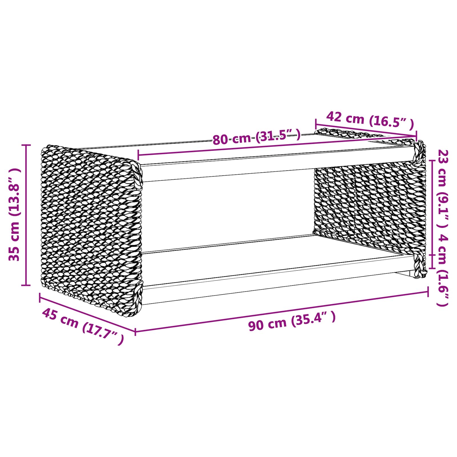 Tavolino da salotto Naturale 90 x 45 x 35 cm | homemem39