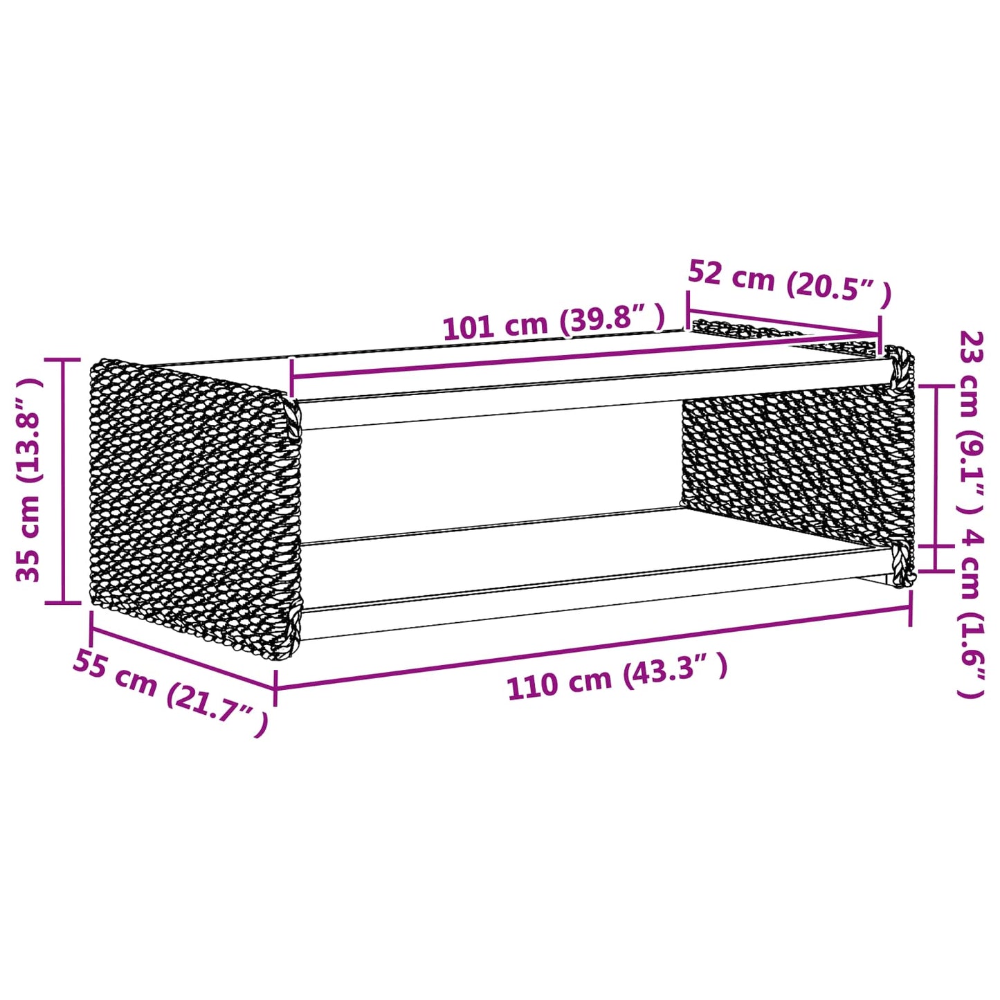 Tavolo laterale Naturale 44.5 x 45 x 45 cm