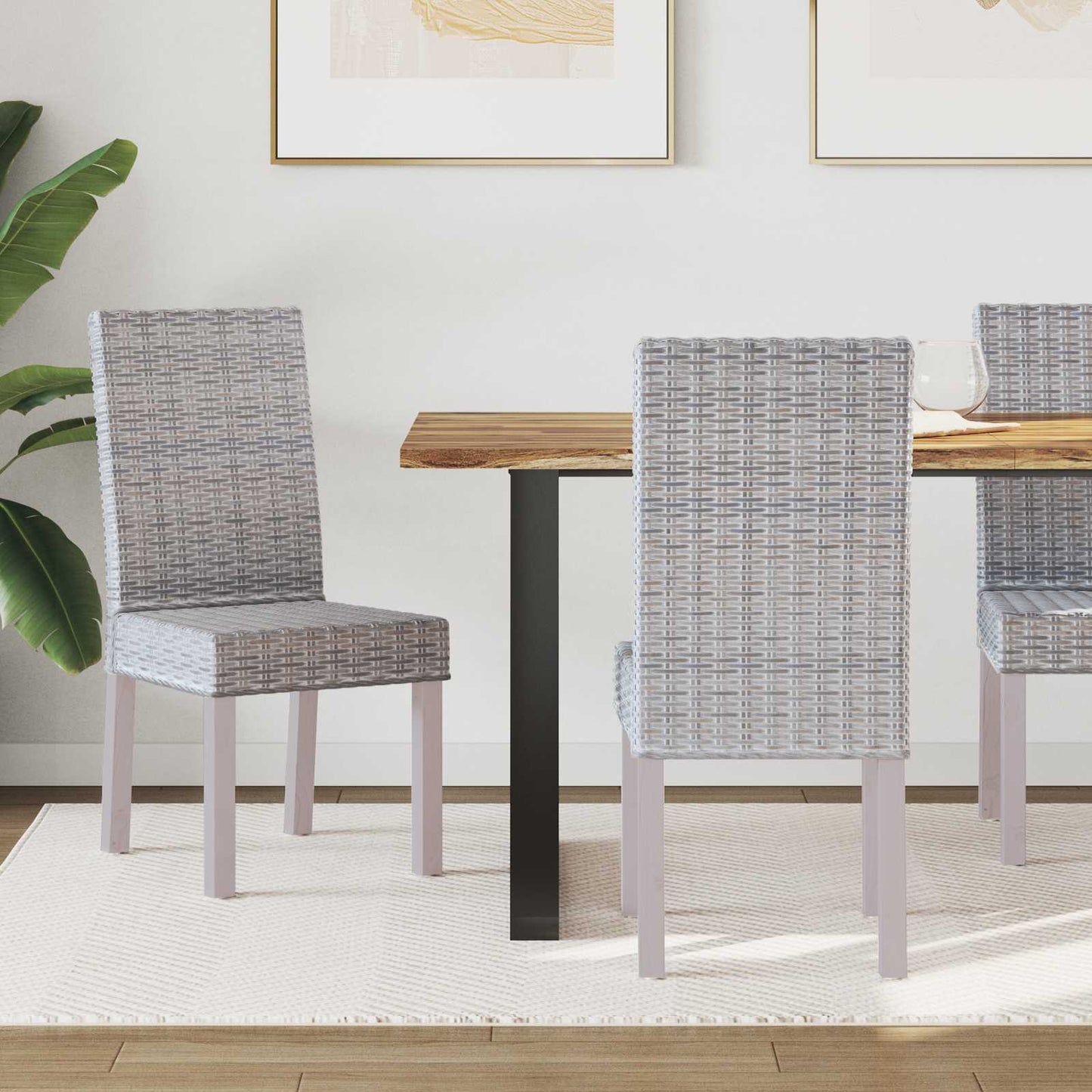 Sedia da pranzo 2 pcs Rattan Kubu e Legno Massello di Mogano | homemem39