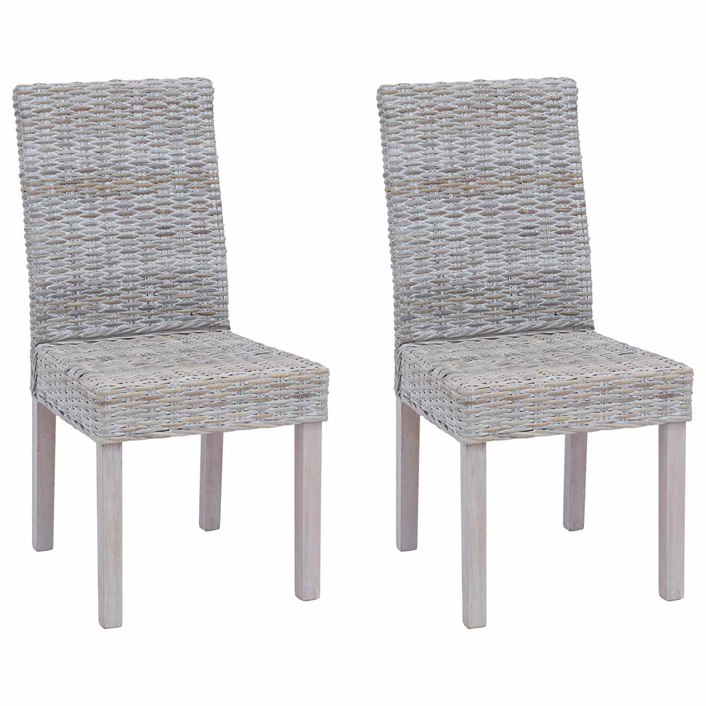 Sedia da pranzo 2 pcs Rattan Kubu e Legno Massello di Mogano | homemem39