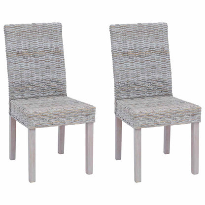 Sedia da pranzo 2 pcs Rattan Kubu e Legno Massello di Mogano | homemem39
