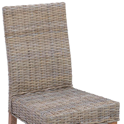 Sedia da pranzo 2 pcs Rattan Kubu e Legno Massello di Mogano | homemem39