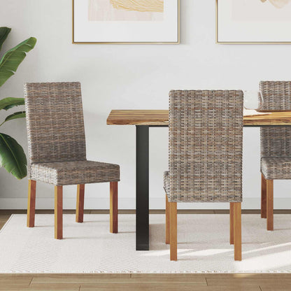 Sedia da pranzo 2 pcs Rattan Kubu e Legno Massello di Mogano | homemem39