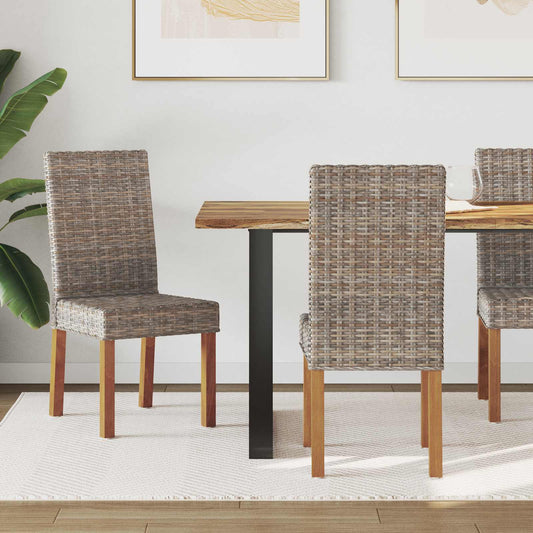 Sedia da pranzo 2 pcs Rattan Kubu e Legno Massello di Mogano | homemem39