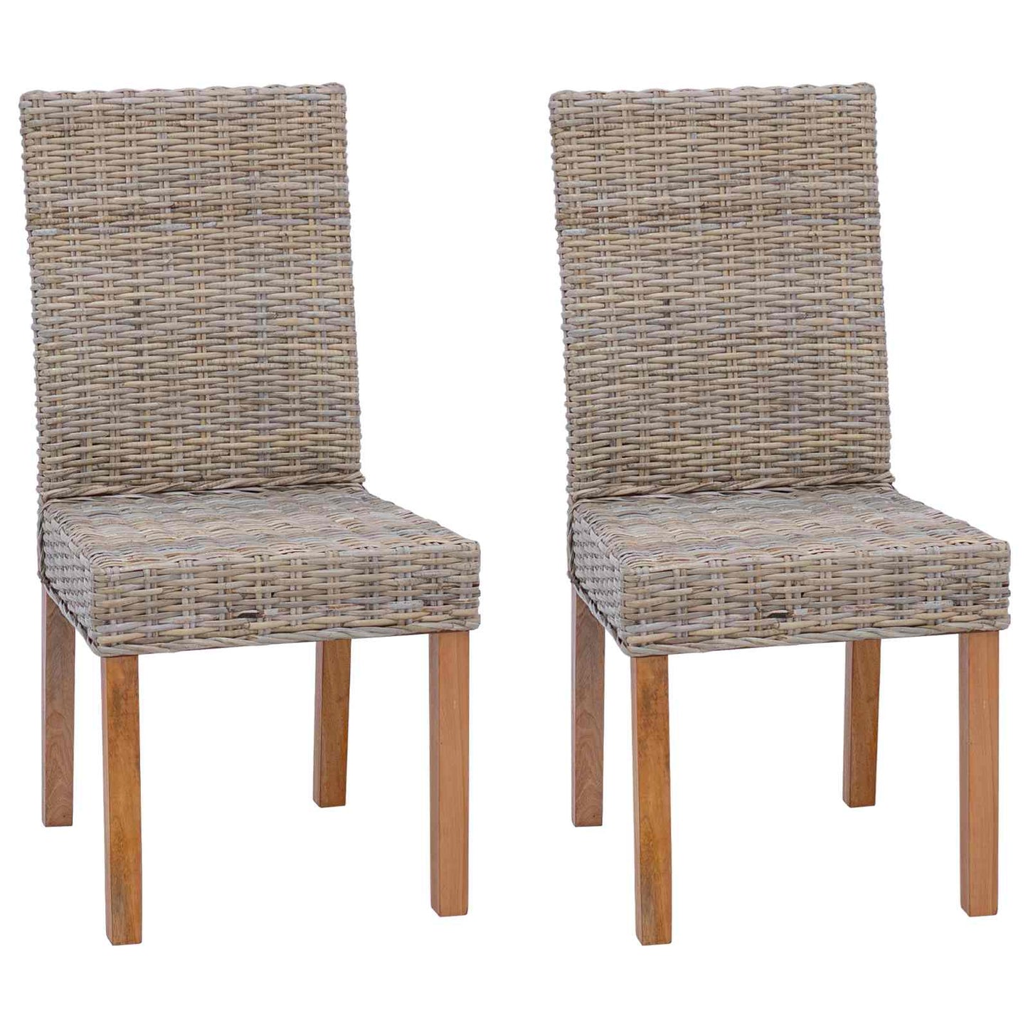 Sedia da pranzo 2 pcs Rattan Kubu e Legno Massello di Mogano | homemem39