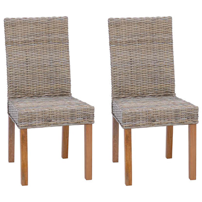 Sedia da pranzo 2 pcs Rattan Kubu e Legno Massello di Mogano | homemem39