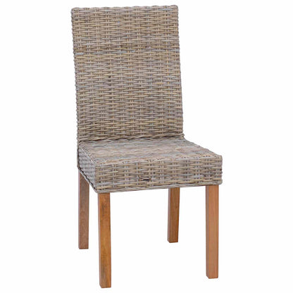 Sedia da pranzo 2 pcs Rattan Kubu e Legno Massello di Mogano | homemem39