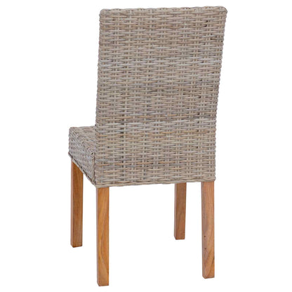 Sedia da pranzo 2 pcs Rattan Kubu e Legno Massello di Mogano | homemem39