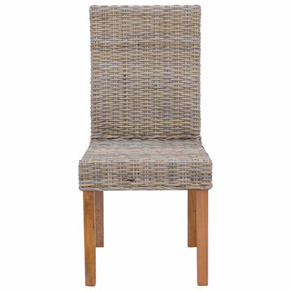 Sedia da pranzo 2 pcs Rattan Kubu e Legno Massello di Mogano | homemem39