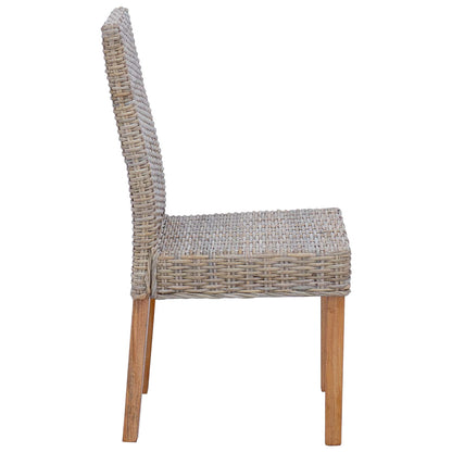 Sedia da pranzo 2 pcs Rattan Kubu e Legno Massello di Mogano | homemem39