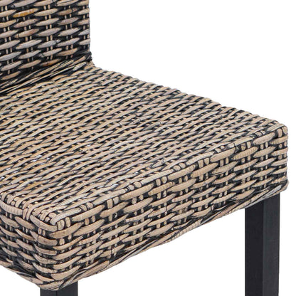 Sedia da pranzo 2 pcs Rattan Kubu e Legno Massello di Mogano | homemem39