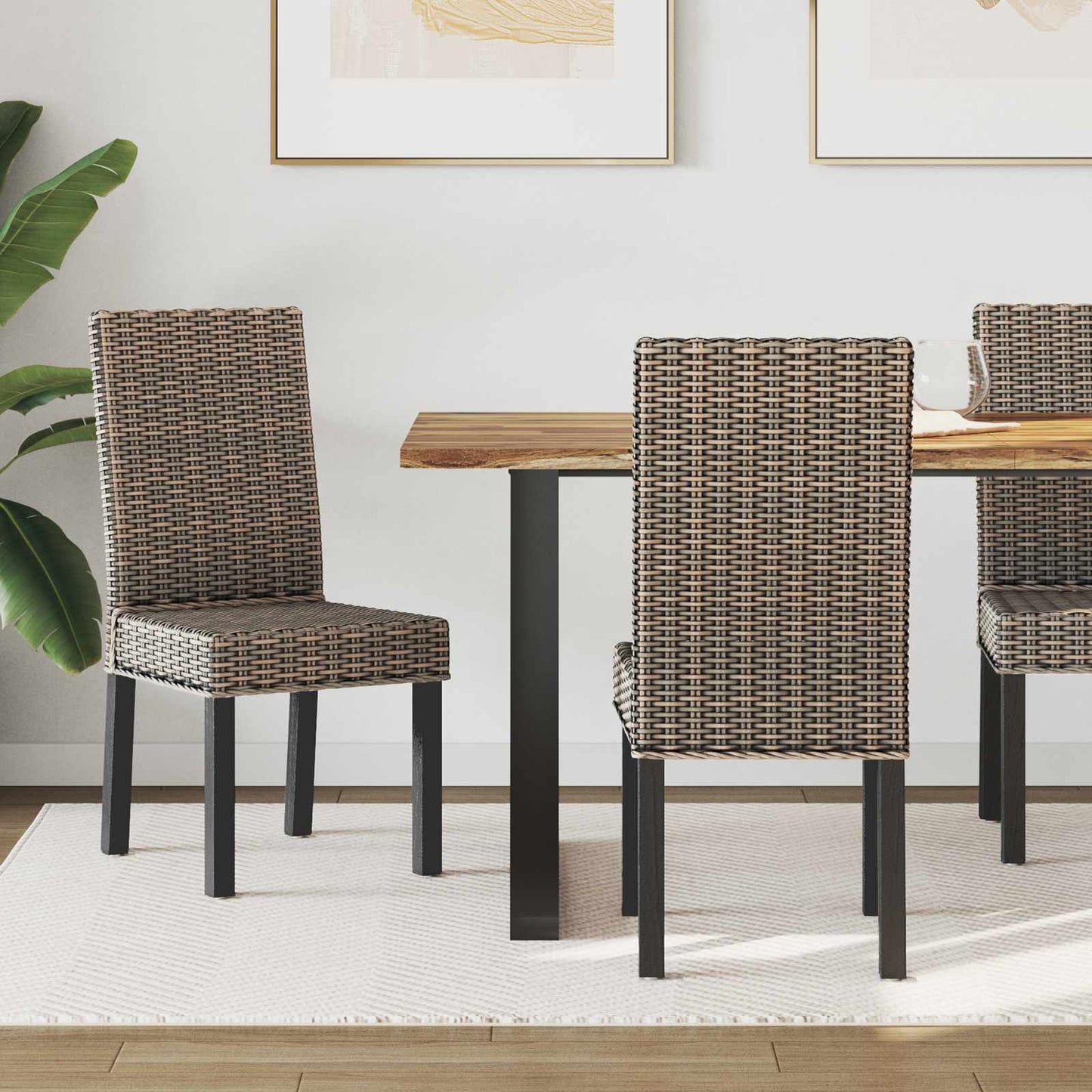 Sedia da pranzo 2 pcs Rattan Kubu e Legno Massello di Mogano | homemem39