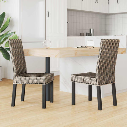 Sedia da pranzo 2 pcs Rattan Kubu e Legno Massello di Mogano | homemem39