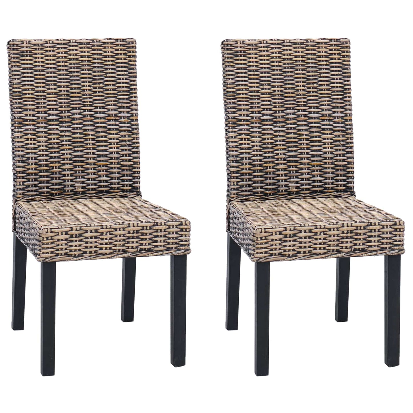 Sedia da pranzo 2 pcs Rattan Kubu e Legno Massello di Mogano | homemem39