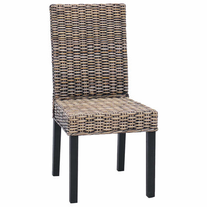 Sedia da pranzo 2 pcs Rattan Kubu e Legno Massello di Mogano | homemem39