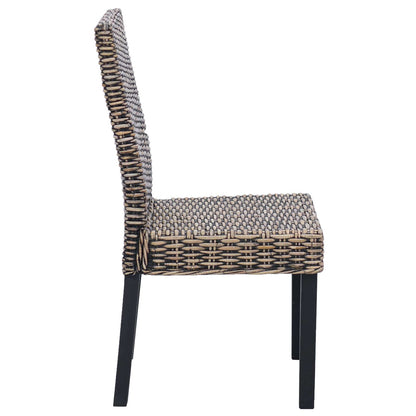 Sedia da pranzo 2 pcs Rattan Kubu e Legno Massello di Mogano | homemem39