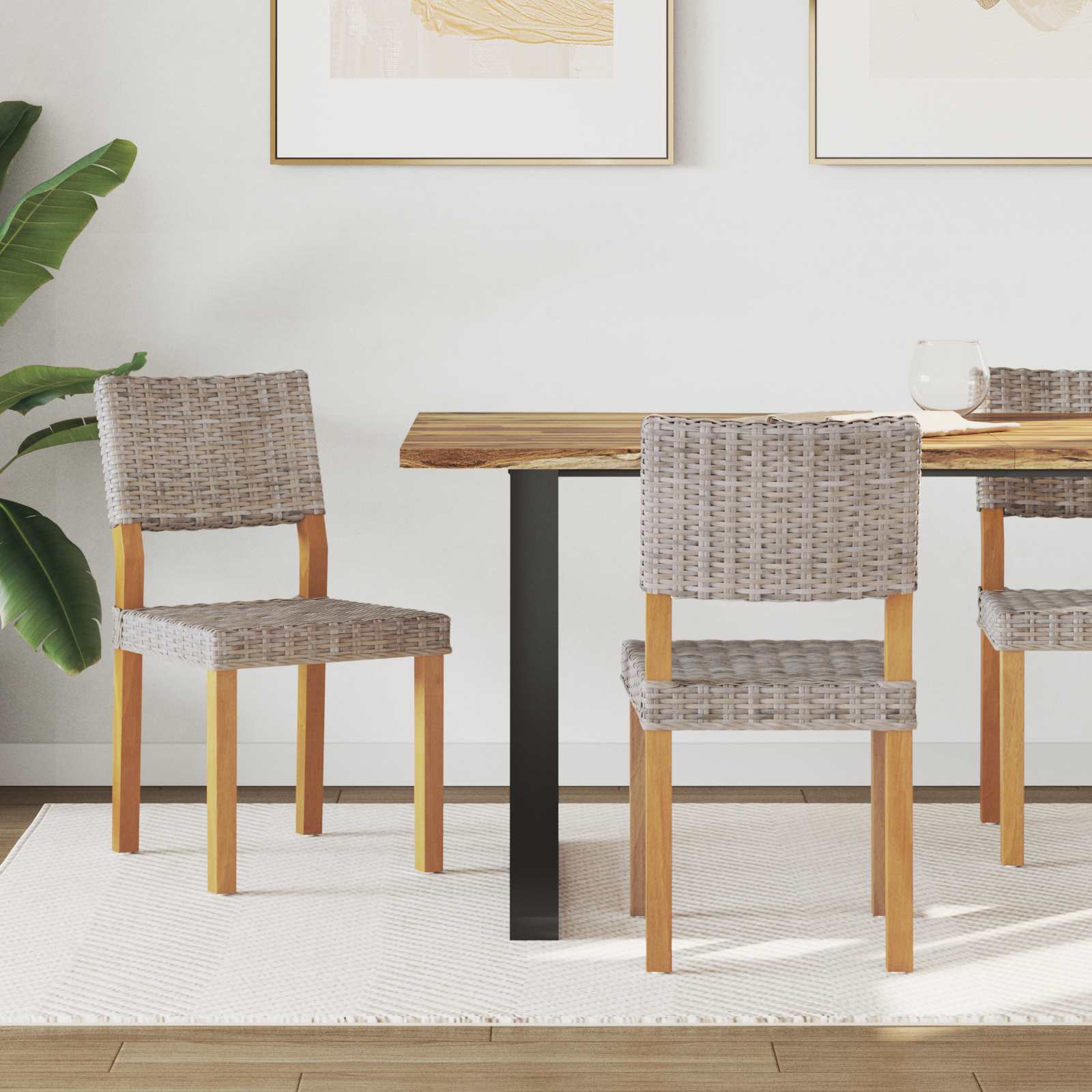 Sedia da pranzo 2 pcs Rattan Kubu Grigio Kubu 46 x 55 x 84 cm | homemem39