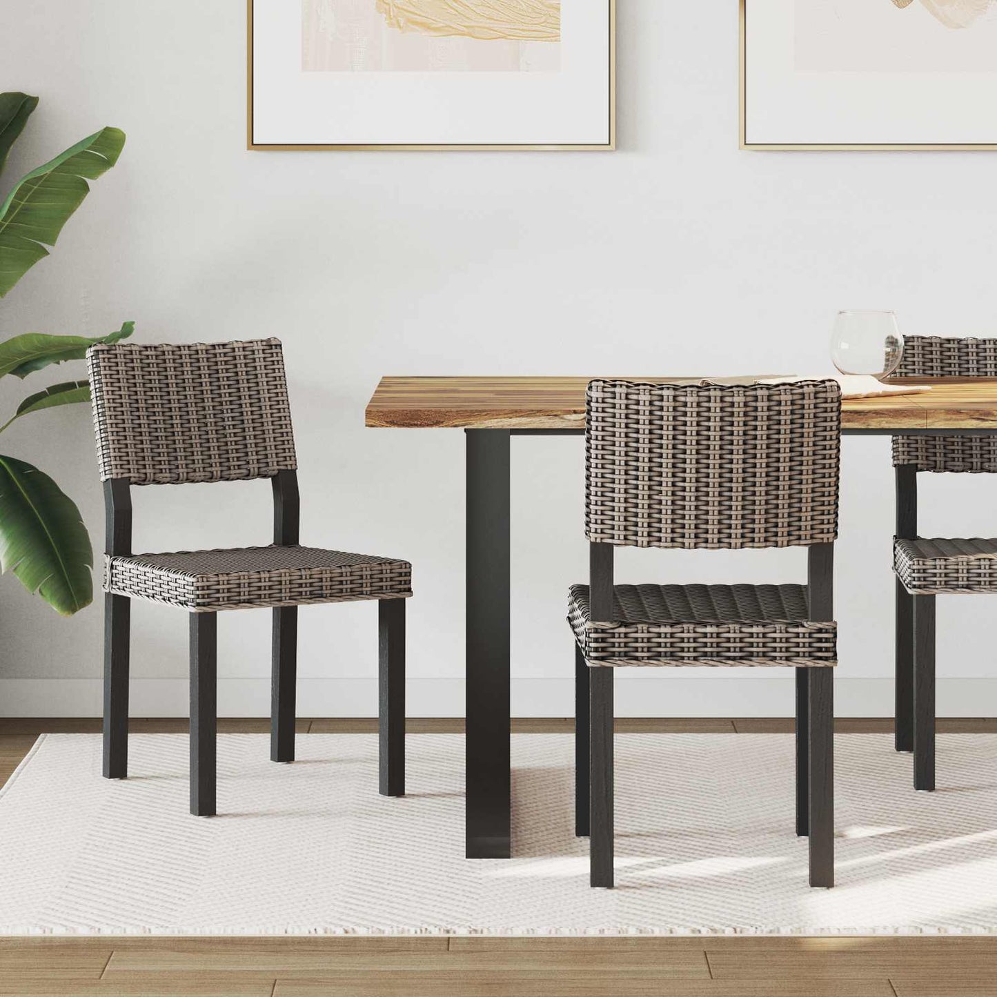 Sedia da pranzo 2 pcs Rattan Kubu Nero Lavato 46 x 55 x 84 cm | homemem39