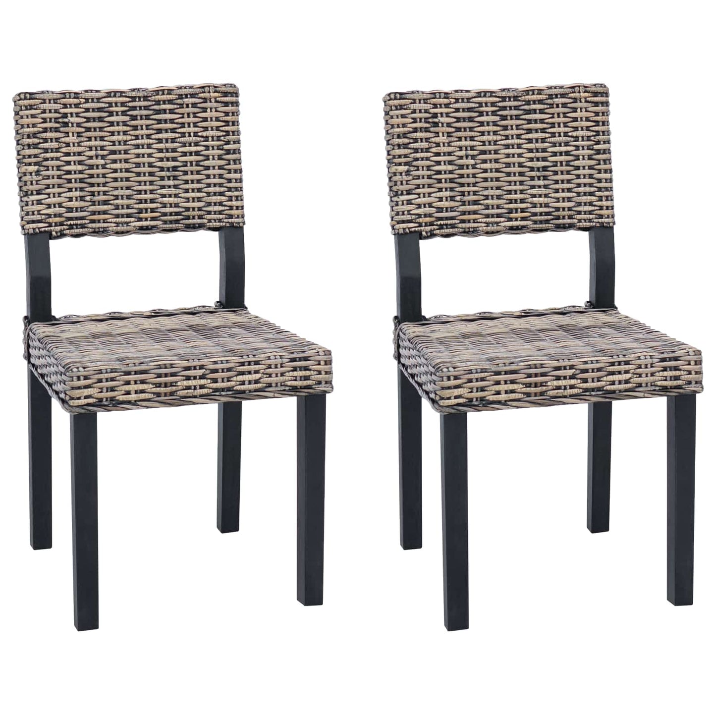 Sedia da pranzo 2 pcs Rattan Kubu Nero Lavato 46 x 55 x 84 cm | homemem39