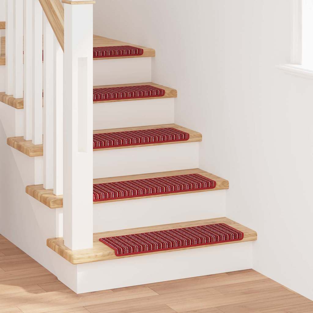 Tappetini per scale autoadesivi 15 pcs Rosso 65 x 21 x 4 cm | homemem39