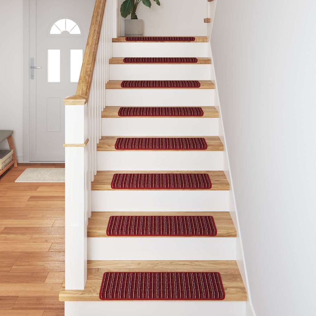 Tappetini per scale autoadesivi 15 pcs Rosso 65 x 21 x 4 cm | homemem39