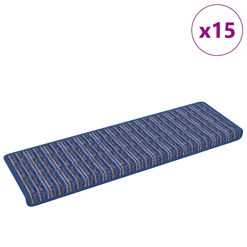 Tappetini per scale autoadesivi 15 pcs Blu 65 x 21 x 4 cm | homemem39