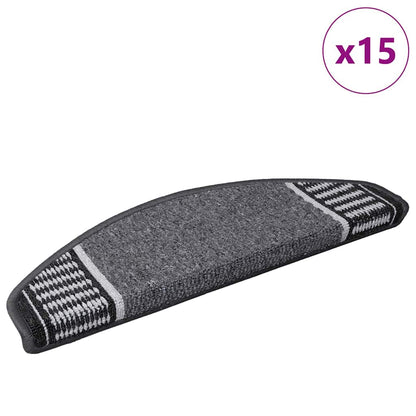 Tappetini per scale autoadesivi 15 pcs Antracite 65 x 21 x 4 cm | homemem39
