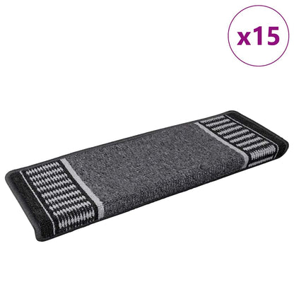 Tappetini per scale autoadesivi 15 pcs Antracite 65 x 21 x 4 cm | homemem39