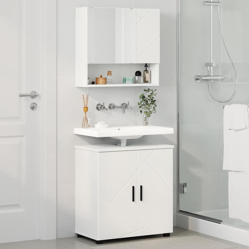 Set di mobili per il bagno Montaggio a parete 2 pcs Bianco | homemem39