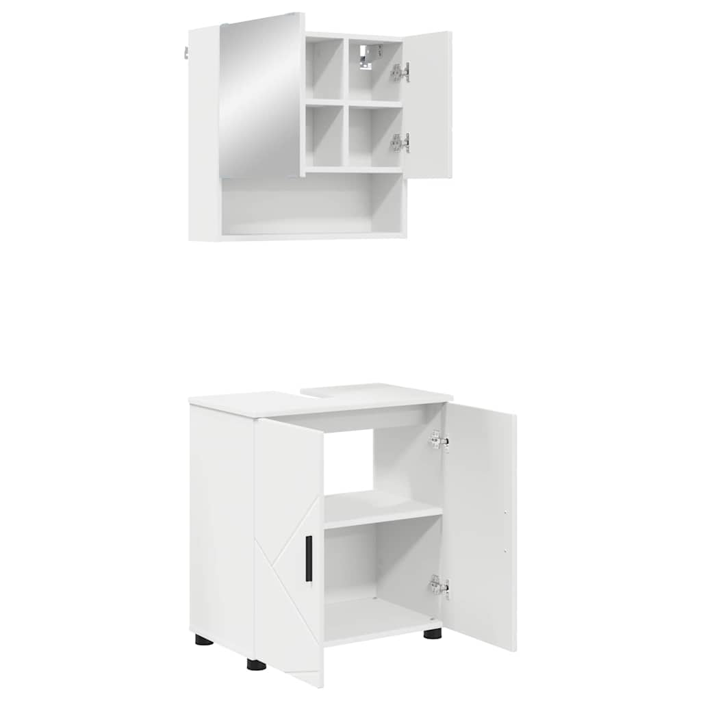 Set di mobili per il bagno Montaggio a parete 2 pcs Bianco | homemem39