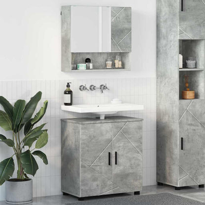 Set di mobili per il bagno con porta 2 pcs Grigio cemento | homemem39