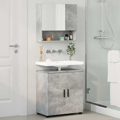 Set di mobili per il bagno con porta 2 pcs Grigio cemento | homemem39