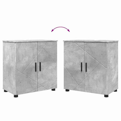 Set di mobili per il bagno con porta 2 pcs Grigio cemento | homemem39