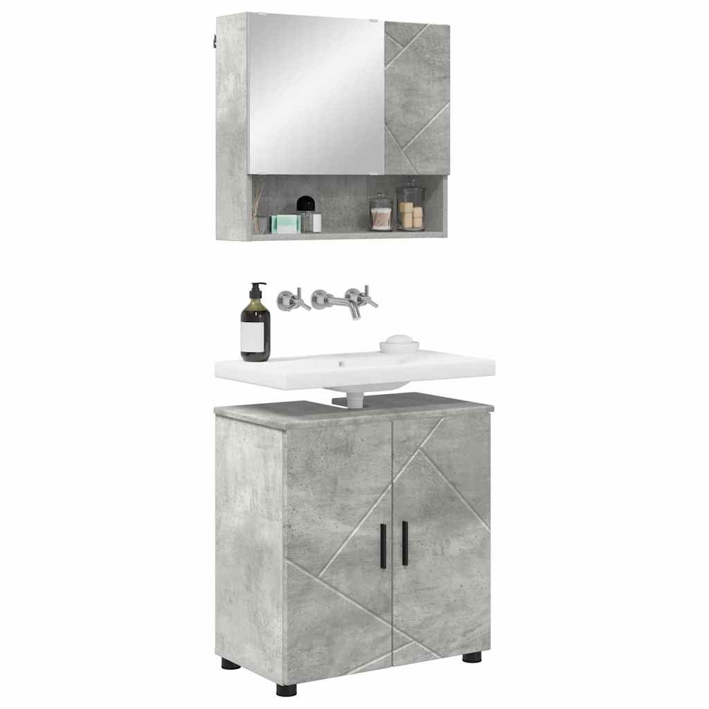 Set di mobili per il bagno con porta 2 pcs Grigio cemento | homemem39