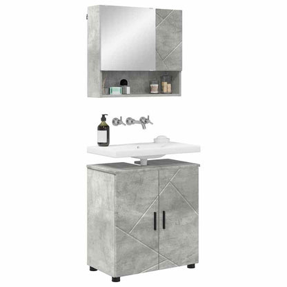 Set di mobili per il bagno con porta 2 pcs Grigio cemento