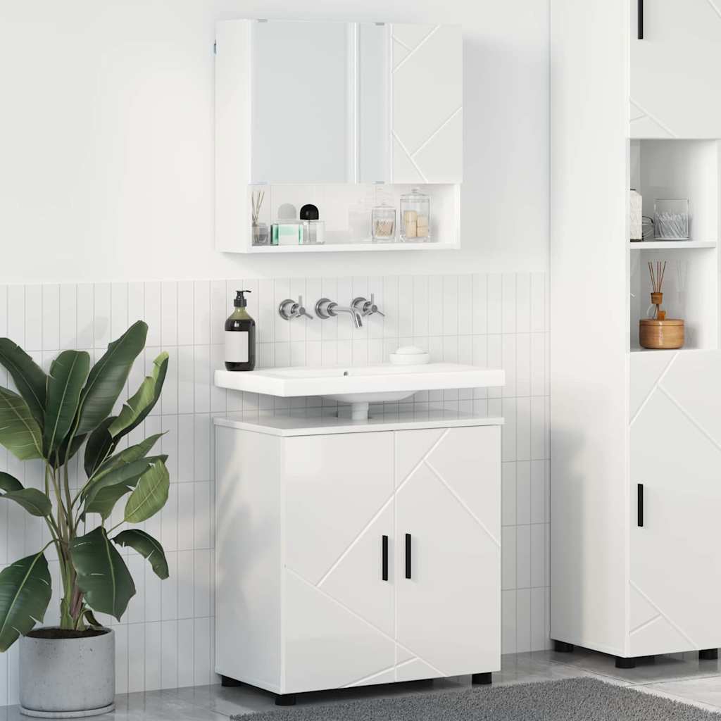 Set di mobili per il bagno con porta 2 pcs Bianco Lucido
