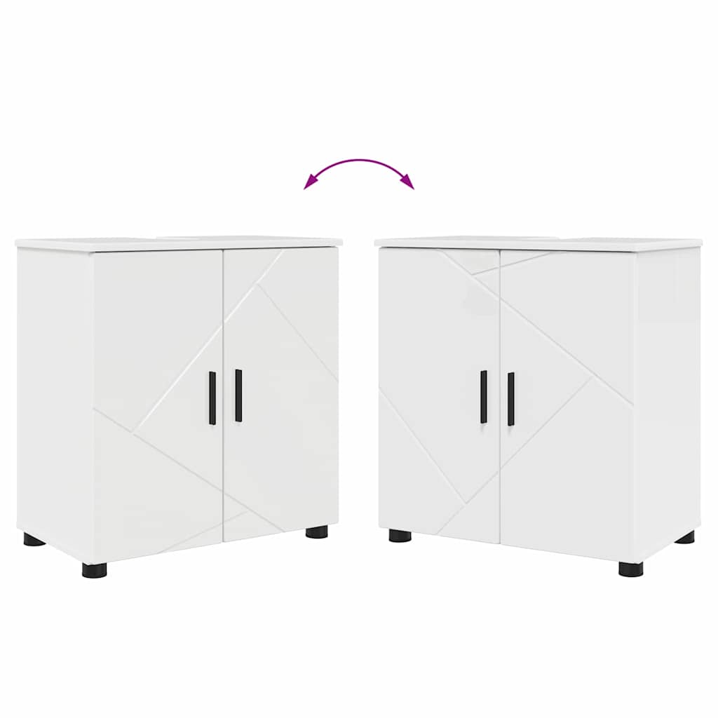 Set di mobili per il bagno con porta 2 pcs Bianco Lucido | homemem39